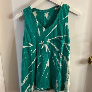 Green bleach tie dye tank